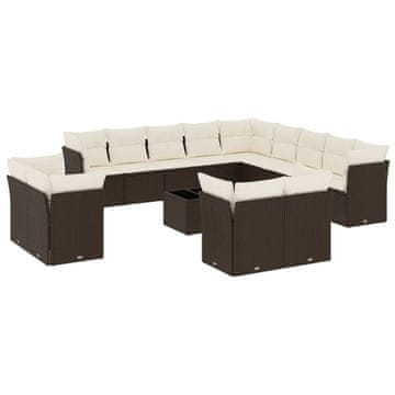 Vidaxl 14 kosov Garden Sofa Set z blazinami Brown Poly Rattan