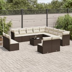 Vidaxl 14 kosov Garden Sofa Set z blazinami Brown Poly Rattan