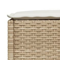 Vidaxl Vrtni stolček z blazino bež 63,5x56x32 cm poli ratan