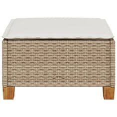 Vidaxl Vrtni stolček z blazino bež 63,5x56x32 cm poli ratan