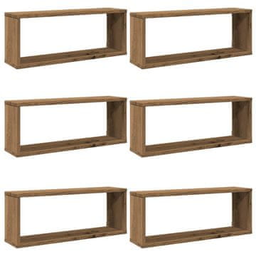 Vidaxl Stenske kockaste police 6 kosov artisan hrast 60x15x23 cm