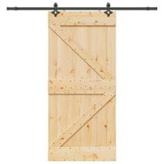 shumee vidaXL Drsna vrata s kompletom vodil 100x210 cm trdna borovina