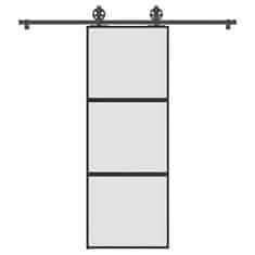 shumee vidaXL Drsna vrata z opremo 76x205 cm kaljeno steklo in aluminij