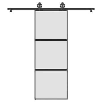 shumee vidaXL Drsna vrata z opremo 76x205 cm kaljeno steklo in aluminij