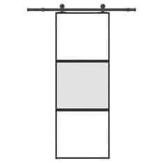 Vidaxl Drsna vrata z opremo 76x205 cm kaljeno steklo in aluminij