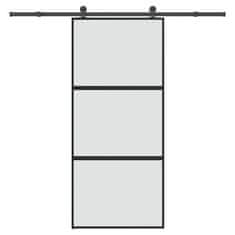 Vidaxl Drsna vrata z opremo 90x205 cm kaljeno steklo in aluminij