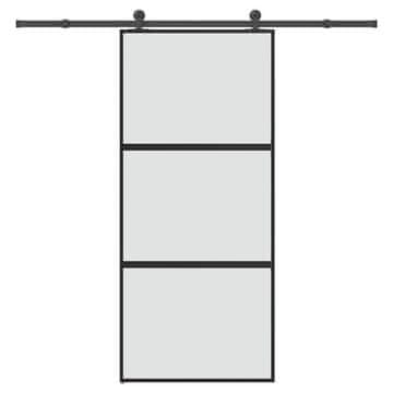 Vidaxl Drsna vrata z opremo 90x205 cm kaljeno steklo in aluminij