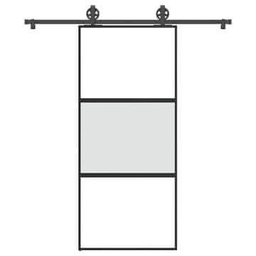shumee vidaXL Drsna vrata z opremo 90x205 cm kaljeno steklo in aluminij