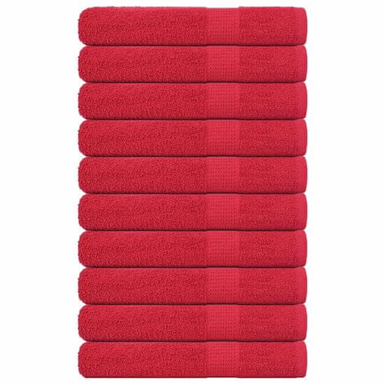 Vidaxl Brisače 10 kos rdeča 100x200 cm 360 g/m² 100% bombaž