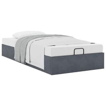 Vidaxl Otomanski posteljni okvir brez vzmetnice siv 100x200 cm žamet