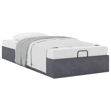Vidaxl Otomanski posteljni okvir brez vzmetnice siv 90x200 cm žamet