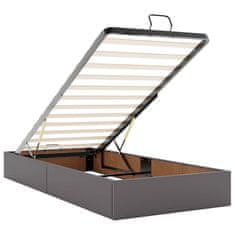 Vidaxl Otomanska postelja z vzmetnicami & LEDs siv 180x200cm um. usnje