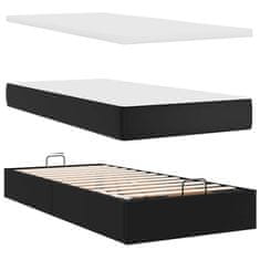 Vidaxl Otomanski posteljni okvir z vzmetnicami črn 200x200cm um. usnje