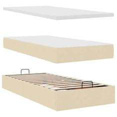 Vidaxl Otomanski posteljni okvir z vzmetnicami krem 180x200 cm blago