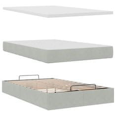 Vidaxl Otomanski posteljni okvir z vzmetnicami siv 120x200cm žamet