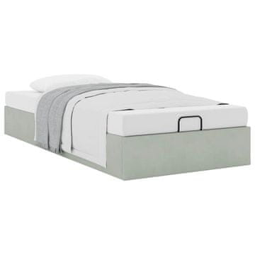 Vidaxl Otomanski posteljni okvir brez vzmetnice siv 90x200 cm žamet