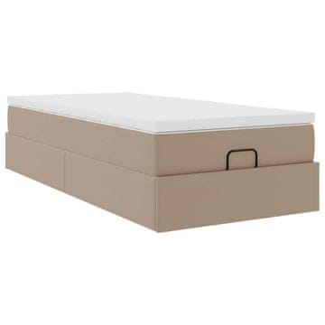 Vidaxl Otomanski posteljni okvir z vzmetnico kapučino 90x190 cm