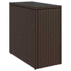 Vidaxl Vrtna miza z leseno mizno ploščo rjava 58x27,5x55 cm poli ratan