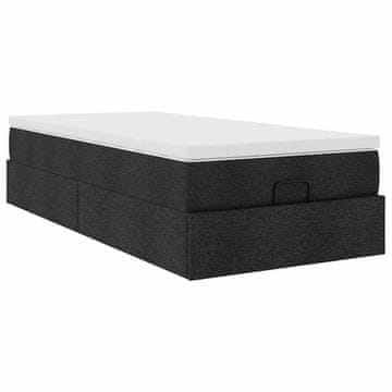 Vidaxl Otomanski posteljni okvir z vzmetnico črn 80x200 cm blago