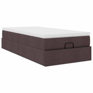 Vidaxl Otomanski posteljni okvir z vzmetnico rjav 90x200 cm blago