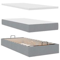 Vidaxl Otomanski posteljni okvir z vzmetnicami siv 200x200 cm blago