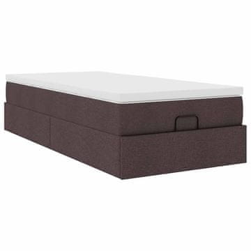 Vidaxl Otomanski posteljni okvir z vzmetnico rjav 100x200 cm blago