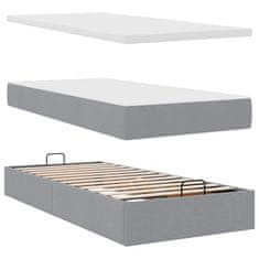 Vidaxl Otomanski posteljni okvir z vzmetnicami siv 200x200 cm blago