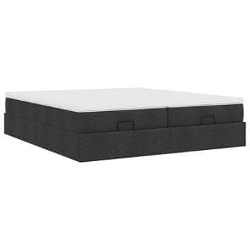 Vidaxl Otomanski posteljni okvir z vzmetnicami črn 200x200 cm blago