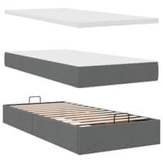 Vidaxl Otomanski posteljni okvir z vzmetnicami siv 180x200 cm blago
