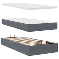 Vidaxl Otomanski posteljni okvir z vzmetnicami siv 160x200 cm žamet