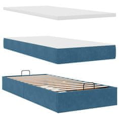 Vidaxl Otomanski posteljni okvir z vzmetnicami moder 180x200cm žamet