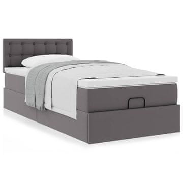 Vidaxl Otomanski posteljni z vzmetnico siv 100x200 cm um. usnje