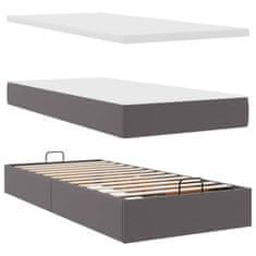 Vidaxl Otomanski posteljni okvir z vzmetnicami siv 180x200cm um. usnje