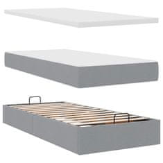 Vidaxl Otomanski posteljni okvir z vzmetnicami siv 200x200 cm blago