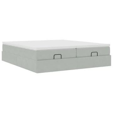 Vidaxl Otomanski posteljni okvir z vzmetnicami siv 160x200 cm žamet