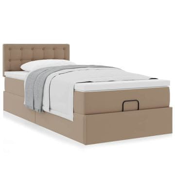 Vidaxl Otomanski posteljni z vzmetnico kapučino 100x200 cm um. usnje