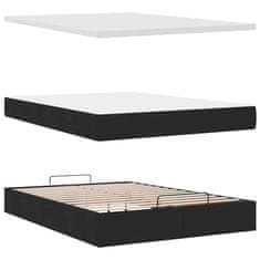 Vidaxl Otomanska postelja z vzmetnico črn 140x190 cm blago