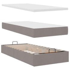 Vidaxl Otomanski posteljni okvir z vzmetnicami taupe 200x200 cm blago
