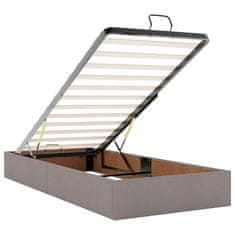 Vidaxl Otomanski posteljni okvir z vzmetnicami taupe 200x200 cm blago
