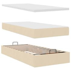 Vidaxl Otomanski posteljni okvir z vzmetnicami krem 180x200 cm blago
