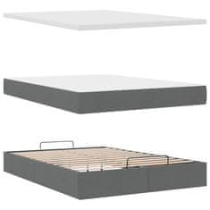 Vidaxl Otomanska postelja z vzmetnico siv 140x200 cm blago