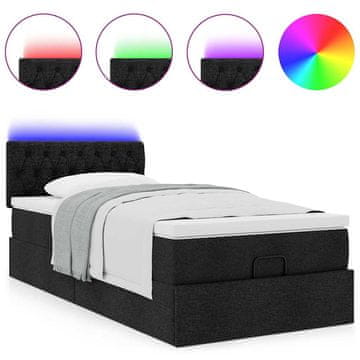 Vidaxl Otomanska postelja z vzmetnico črn 100x200 cm blago