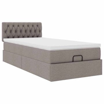 Vidaxl Otomanski posteljni okvir z vzmetnico taupe 90x190 cm blago