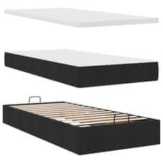 Vidaxl Otomanski posteljni okvir z vzmetnicami črn 180x200 cm blago