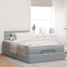 Vidaxl Otomanska postelja z vzmetnico siv 120x200 cm blago