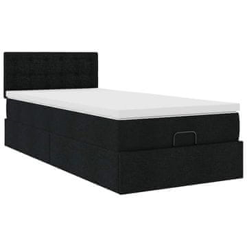 Vidaxl Otomanski posteljni okvir z vzmetnico črn 80x200 cm blago