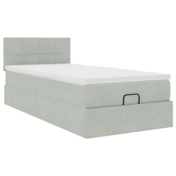 Vidaxl Otomanski posteljni okvir z vzmetnico siv 80x200 cm žamet