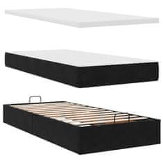 Vidaxl Otomanski posteljni okvir z vzmetnicami črn 180x200cm žamet