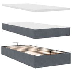 Vidaxl Otomanski posteljni okvir z vzmetnicami siv 200x200cm žamet