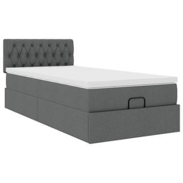 Vidaxl Otomanska postelja z vzmetnico siv 90x200 cm blago